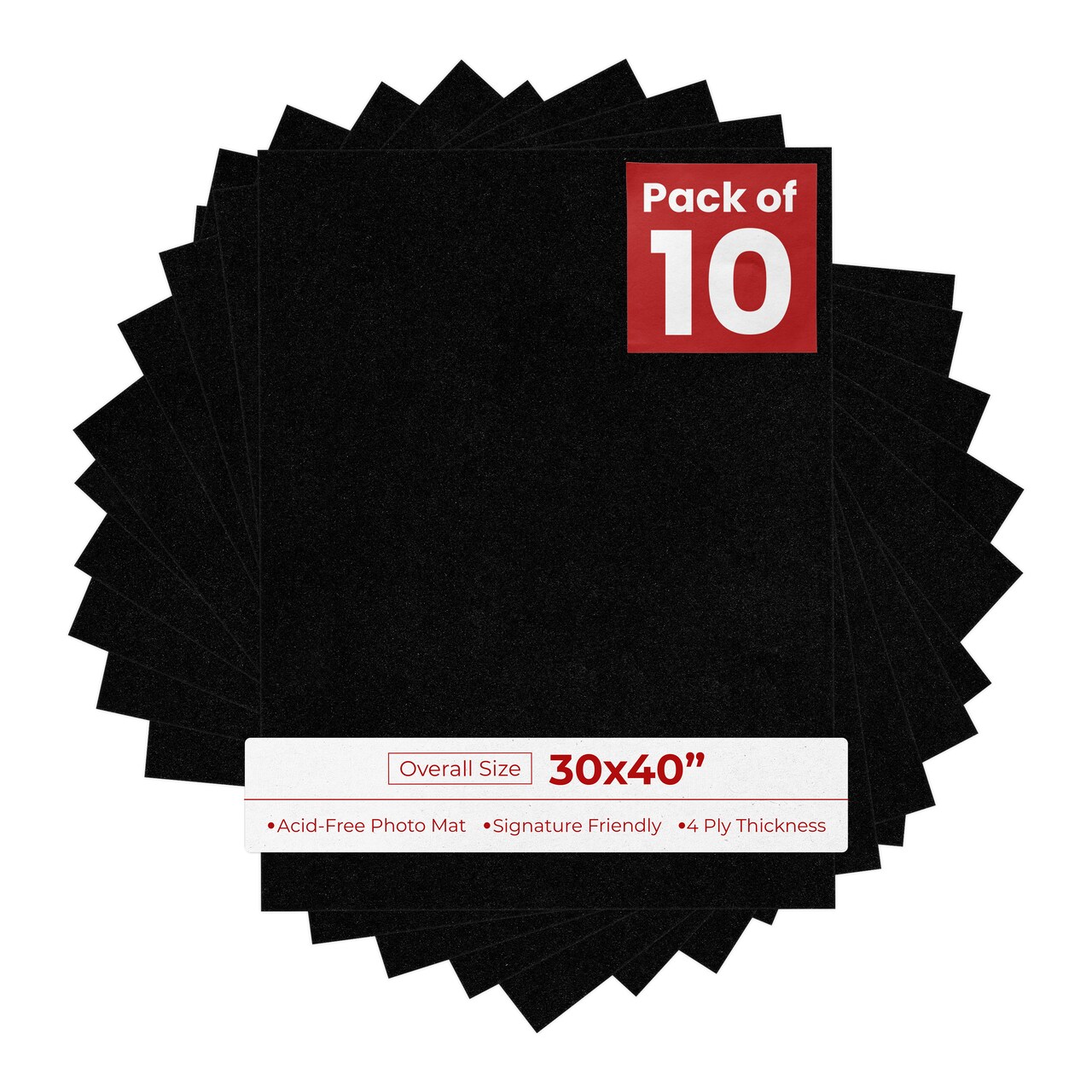 Black with Black Core 30x40 Uncut Mat Board - Blank Sheets, No Opening